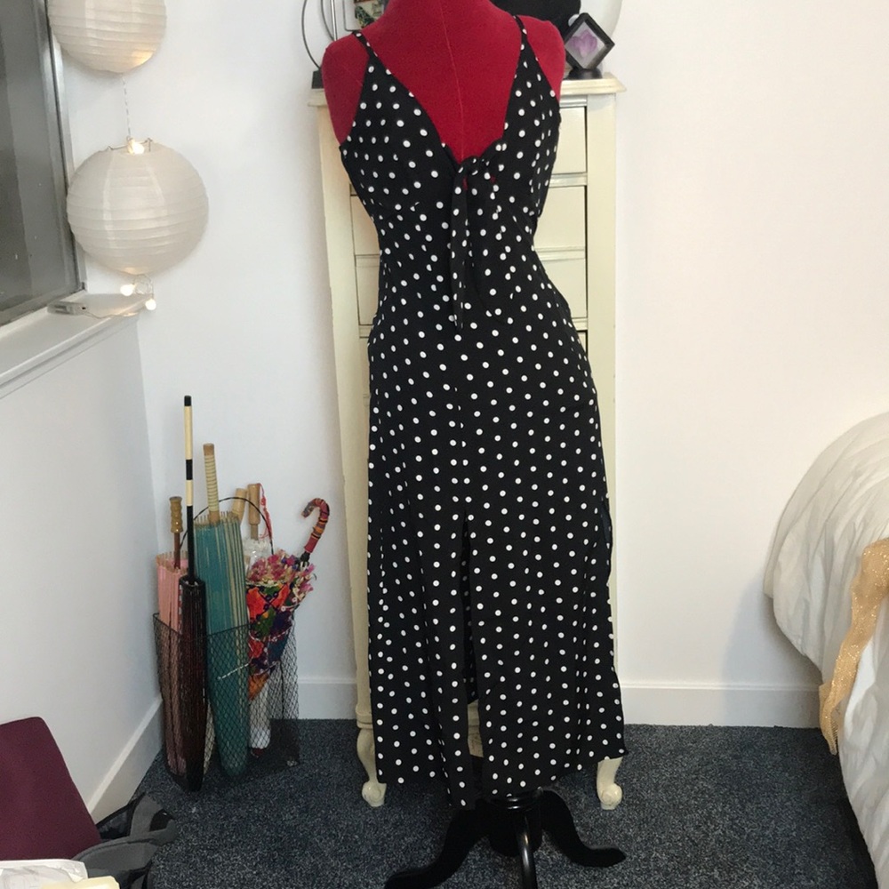 Black Nasty Gal Polka Dot Dress with Slits